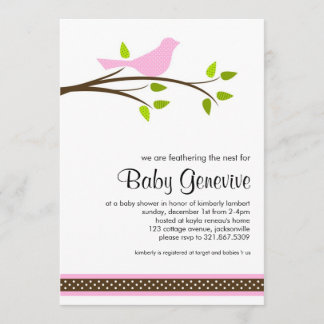 Bird Baby shower Invitation Kaart