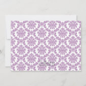 Bird Baby shower Invitation Neutral Damask Paars Kaart (Achterkant)