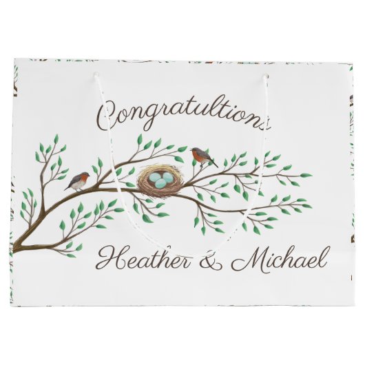 Bird Baby shower Spring Groot Cadeauzakje (Achterkant)