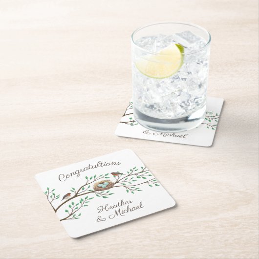 Bird Baby shower Spring Kartonnen Onderzetters (Insitu)