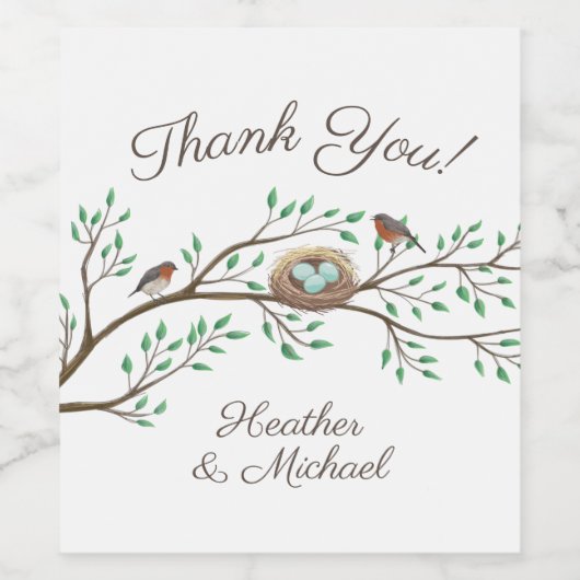 Bird Baby shower Spring Wijn Etiket (Enkel label)