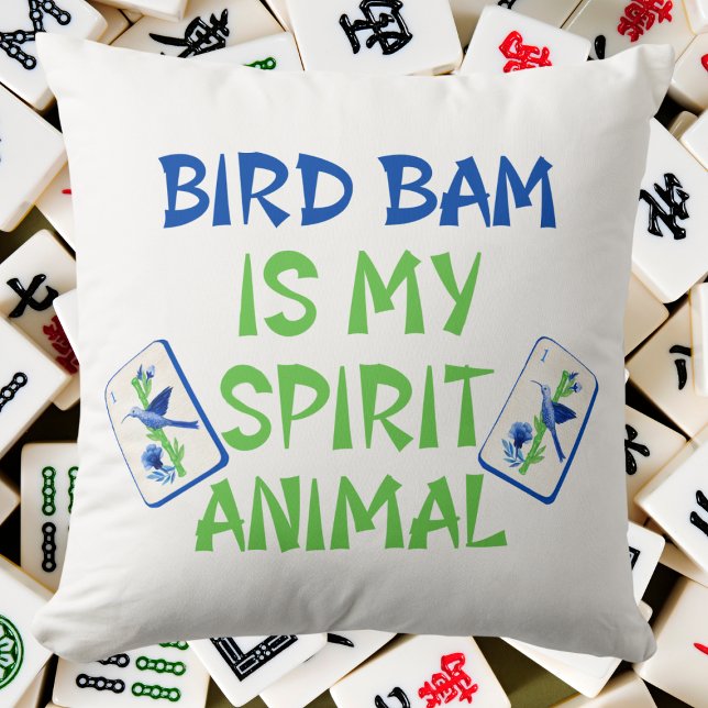 Bird Bam is My Spirit Animal Mahjong Bird Tegels Kussen (Creator heeft geüpload)