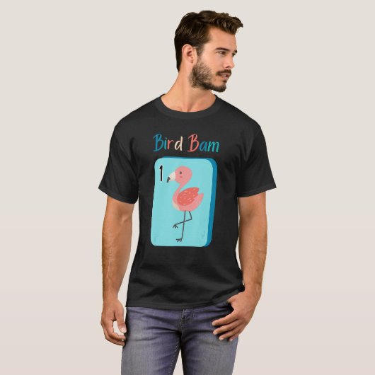 Bird Bam Mahjong Fun Flamingo voor Mah Jong Speler T-shirt (Voorkant volledig)