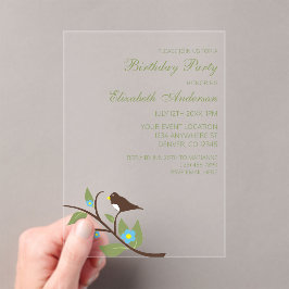 Bird Birthday Acryl Uitnodigingen
