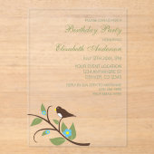 Bird Birthday Acryl Uitnodigingen (Voorkant)