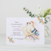 Bird Birthday Party Invitation Kaart (Staand voorkant)