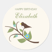 Bird Birthday Ronde Sticker (Voorkant)