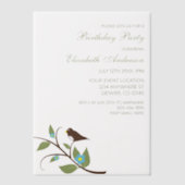 Bird Birthday Vellum Uitnodigingen (Voorkant)