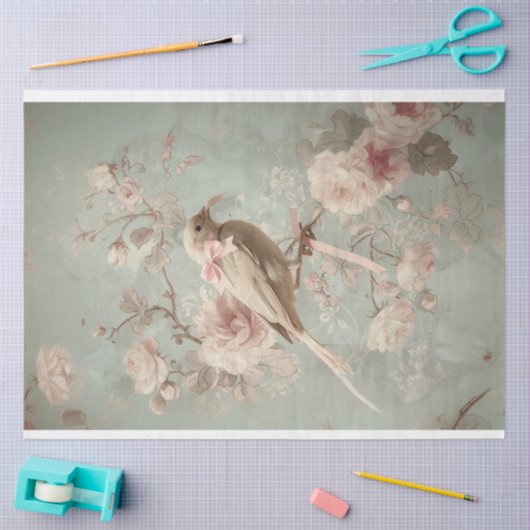 Bird & Blossoms, Zachte pastels, Romantische kunst Tissuepapier (Craft)