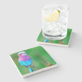 Bird blue _babero stenen onderzetter (Zijkant)