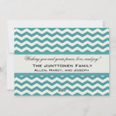 Bird Blue Chevron Stripe Holiday Fotokaart Feestdagenkaart (Achterkant)