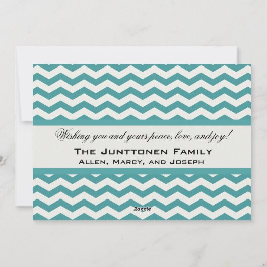 Bird Blue Chevron Stripe Holiday Fotokaart Feestdagenkaart (Achterkant)