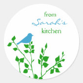 Bird Blue Green Baking and Canning Stickers (Voorkant)