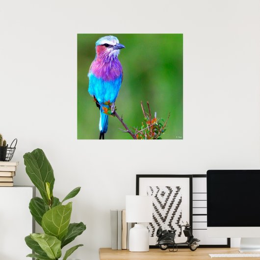 Bird Blue Poster (Thuiskantoor)