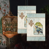  Bird Blue Yellow French Ephemera Decoupage Tissuepapier