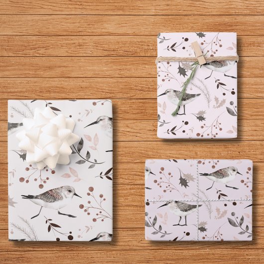 Bird Botanical Hand Drawn Waterverf Illustratie Inpakpapier Vel