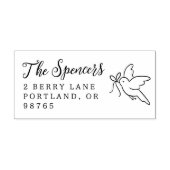 Bird & Bow Family Name & Return Address Rubberstempel (Afrduk)