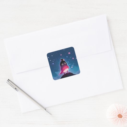 Bird Boy Vierkante Sticker (Envelop)