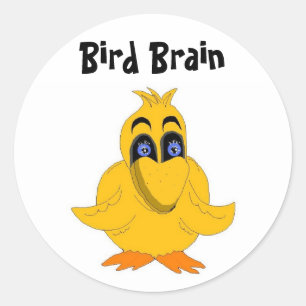 Bird Brain Funny Gezegde Ronde Sticker