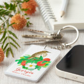 Bird Brown Thrasher Georgia perziken Sleutelhanger (Voorkant Rechts)