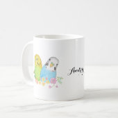  Bird Budgie Parakeet Parrot — Aangepaste naam Koffiemok (Voorkant links)