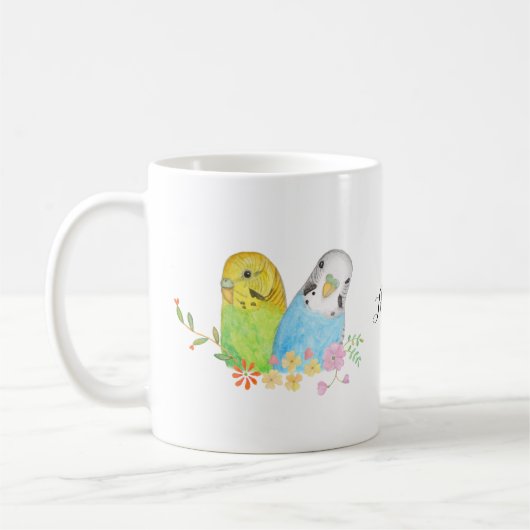  Bird Budgie Parakeet Parrot — Aangepaste naam Koffiemok (Links)