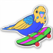 Bird Budgie Skateboard 4-inch Kiss Cut Vinyl Stick Sticker (Voorkant)