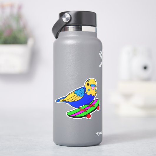 Bird Budgie Skateboard 4-inch Kiss Cut Vinyl Stick Sticker (HydroFlask)