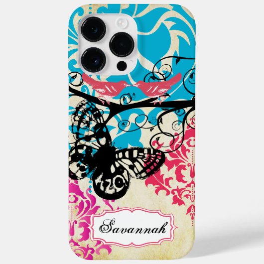  Bird Butterfly Damask iPhone Case (Achterkant)