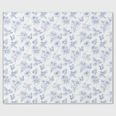 Bird & Butterfly Floral Toile Blauw Inpakpapier (Vlak)