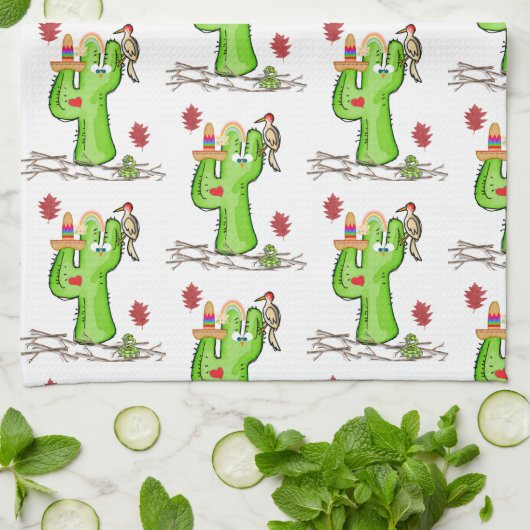 Bird Cactus Keuken Handdoek (Gevouwen)