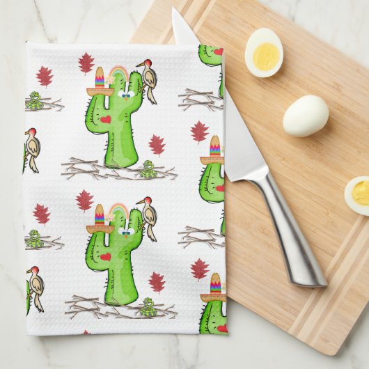 Bird Cactus Keuken Handdoek (Quarter Fold)