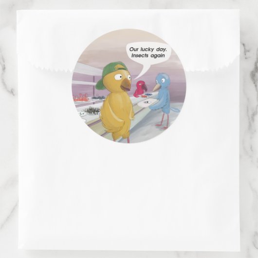 Bird Cafeteria Funny Ronde Sticker (Tas)