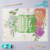 Bird Cage BOHO  Floral Wood Ontvlechting Tissuepapier (Craft)