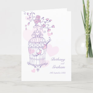 Bird cage pink purple wedding program programma