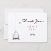  Bird Cage Red Accents Weddenschap Bedankt (Voorkant)