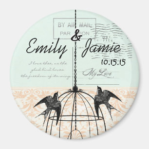 Bird Cage Wedding Magnets Briefkaart Achtergrond Magneet