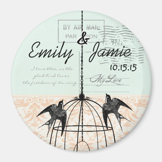 Bird Cage Wedding Magnets Briefkaart Achtergrond Magneet (Voorkant)