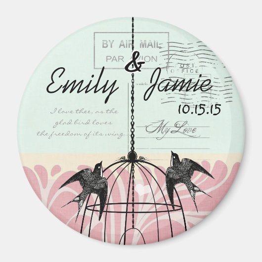Bird Cage Wedding Magnets Briefkaart Achtergrond Magneet (Voorkant)