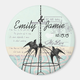 Bird Cage Wedding Magnets Briefkaart Achtergrond Magneet