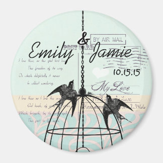 Bird Cage Wedding Magnets Briefkaart Achtergrond Magneet