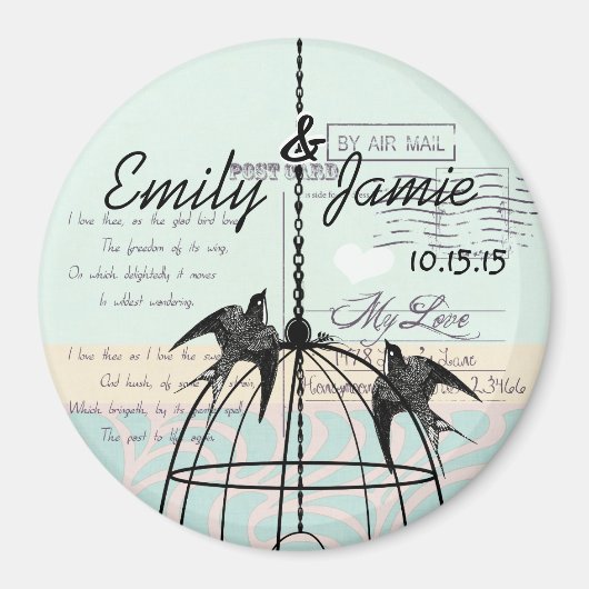 Bird Cage Wedding Magnets Briefkaart Achtergrond Magneet (Voorkant)