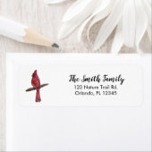 Bird Cardinal Painting Return Address Etiket (Insitu)