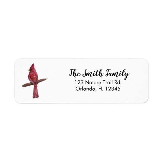 Bird Cardinal Painting Return Address Etiket (Voorkant)