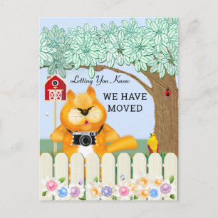 Bird & Cat in The Garden   Address wijzigen Briefkaart