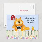 Bird & Cat in The Garden | Address wijzigen Briefkaart (Voorkant / Achterkant)