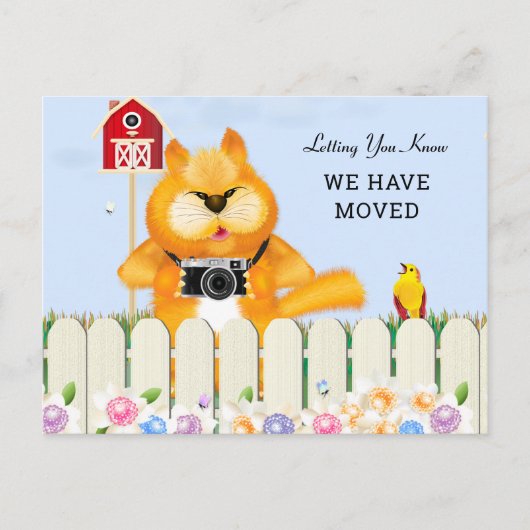 Bird & Cat in The Garden | Address wijzigen Briefkaart (Voorkant)