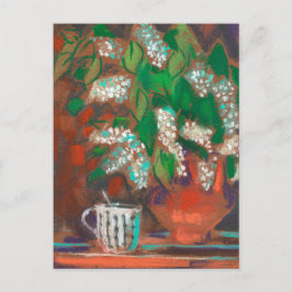 Bird Cherry Flowers Blossom Floral Pastel Painting Briefkaart
