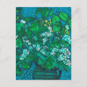 Bird Cherry Flowers Blossom Floral Pastel Painting Briefkaart