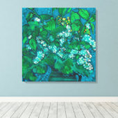 Bird Cherry Flowers Blossom Floral Pastel Painting Canvas Afdruk (Insitu (Houten vloer))